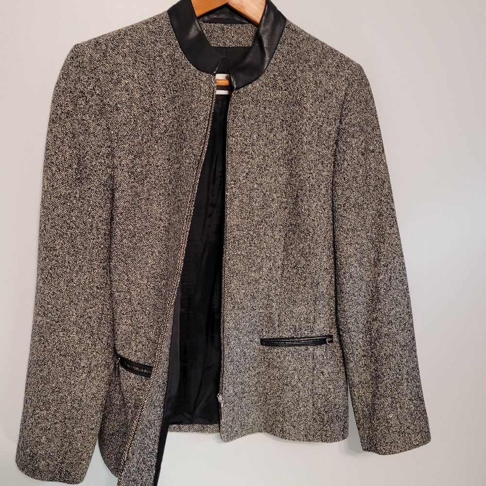 Basler Horst Basler White & Black Zip-up  Blazer